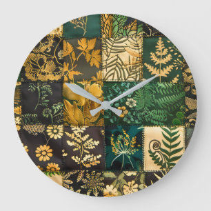 ✨Elegant Botanical Patchwork Floral Pattern Design Large Clock