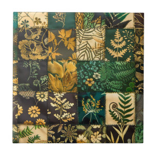 ✨Elegant Botanical Patchwork Floral Pattern Design Tile