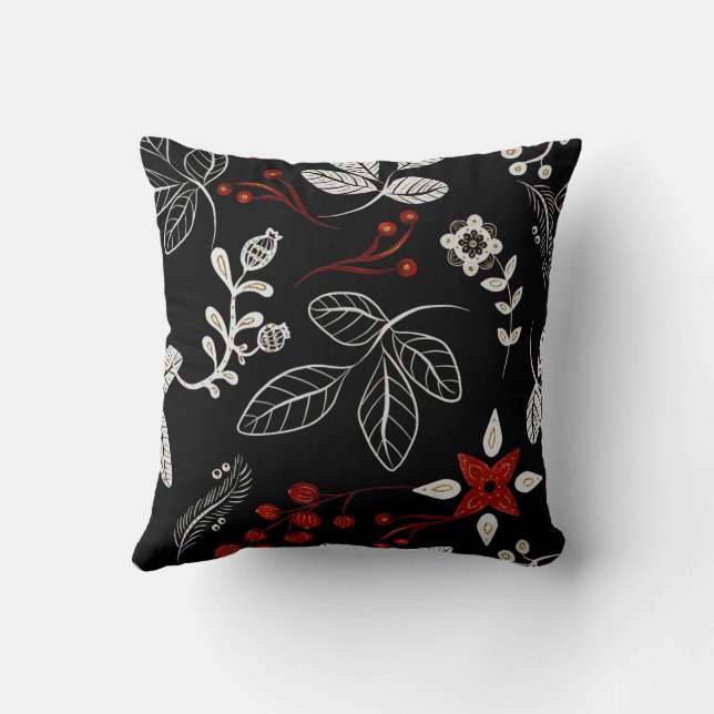 Elegant botanical pattern cushion (Back)