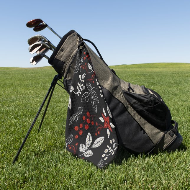 Elegant botanical pattern golf towel (Green)