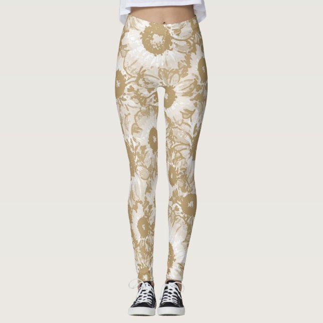 Elegant Botanical Pattern Leggings (Front)