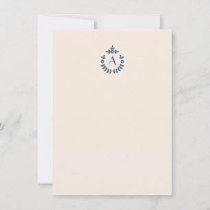 Elegant Botanical Pendant Crest Initial Monogram Card