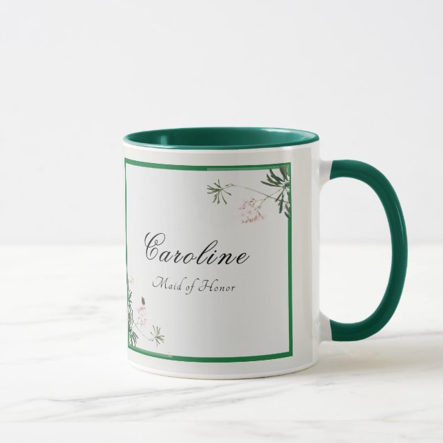 Elegant Botanical Pink Blossom Bridesmaid Mug (Right)