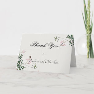 Elegant Botanical Pink Blossom Thank You Card