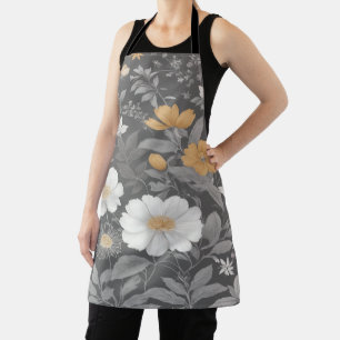 Elegant botanical prints floral motif apron