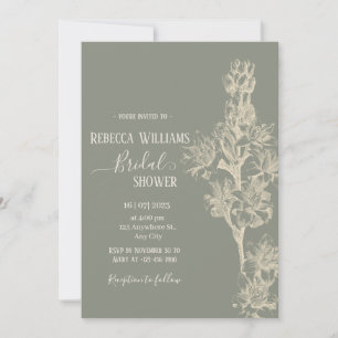 Elegant Botanical Prints Sage Green Floral   Invitation