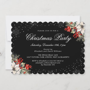 Elegant Botanical Purple Christmas Holiday Party Invitation
