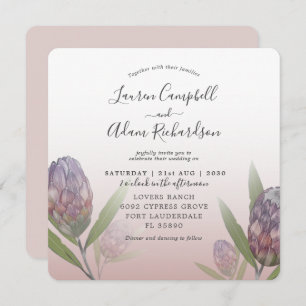 Elegant Botanical  Purple Floral Wedding  Invitation