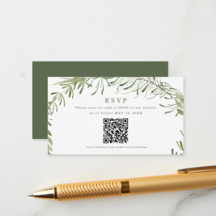 Elegant Botanical QR Code Wedding RSVP  Enclosure Card
