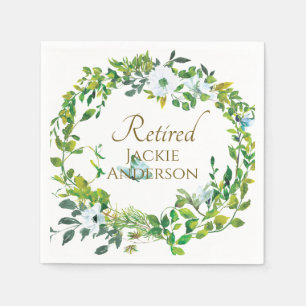 Elegant Botanical RETIRED RETIREMENT Party Napkins