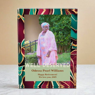 Elegant Botanical Retirement Gift for Black Mum Photo Block