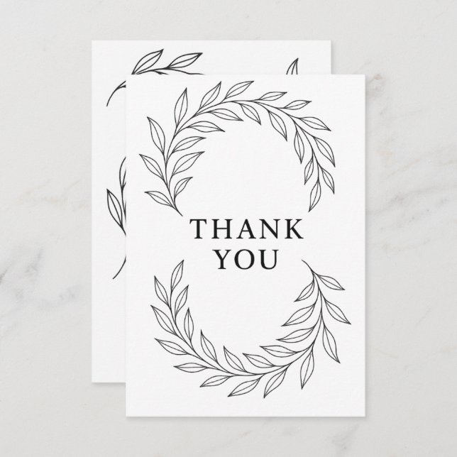 Elegant Botanical Ribbon Flow Thank You Card (Front/Back)