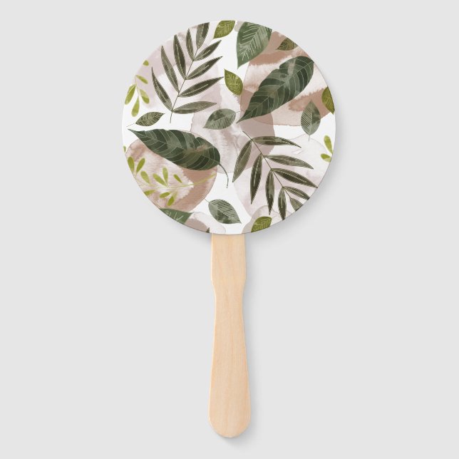 Elegant Botanical Safari Leaves  Hand Fan (Front)