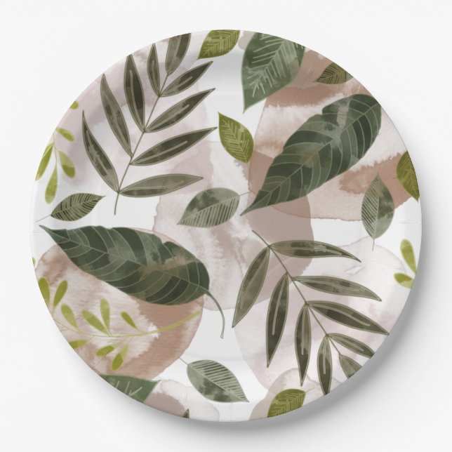 Elegant Botanical Safari Leaves  Paper Plate (Front)