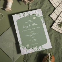 Elegant botanical Sage Green White Floral Wedding