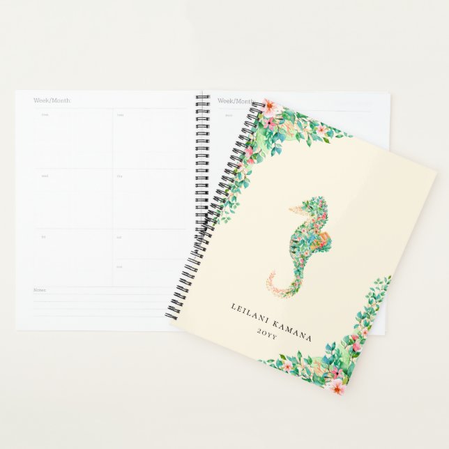 Elegant Botanical Seahorse | Sandy Beige Planner (Display)