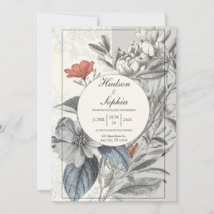 Elegant Botanical Sketch Wedding Invitation