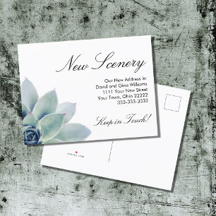 Elegant Botanical Succulent New Home Moving Announcement Postcard