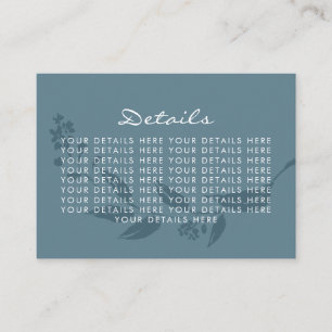 Elegant Botanical Teal Blue Silhouette Wedding Enclosure Card