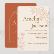 Elegant Botanical Terracotta Wedding Invitation