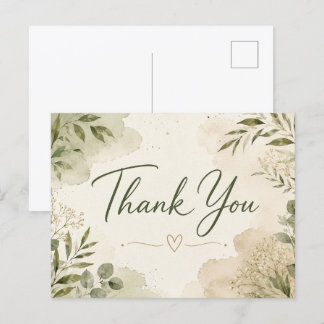 Elegant Botanical Thank You Postcard