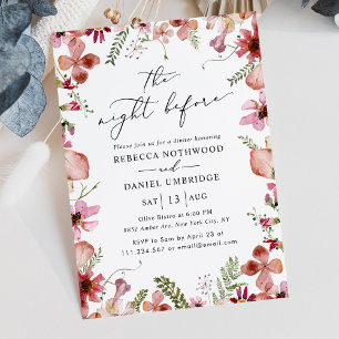 Elegant Botanical The Night Before Wedding Invitation