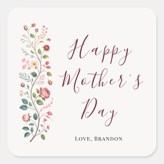 Elegant Botanical Vine Mothers Day Sticker (Front)