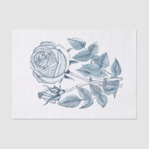 Elegant Botanical Vintage Blue Rose  Tissue Paper