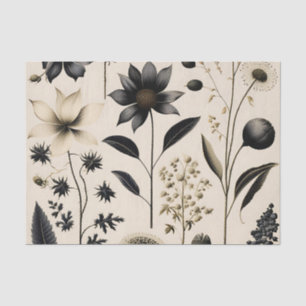 Elegant Botanical Vintage On Cream Tissue Paper