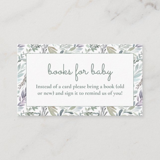 Elegant Botanical Watercolor Baby Shower Enclosure Card (Front)