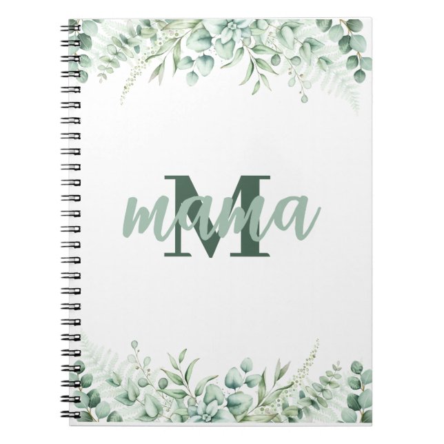 Elegant Botanical Watercolor Eucalyptus  Notebook (Front)