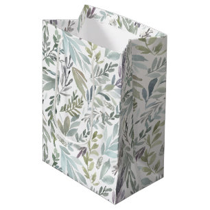 Elegant Botanical Watercolor Medium Gift Bag