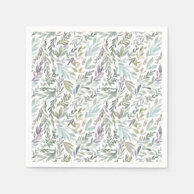 Elegant Botanical Watercolor Napkin (Front)