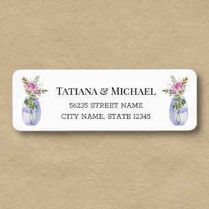 Elegant Botanical Watercolor Rose Wedding Label
