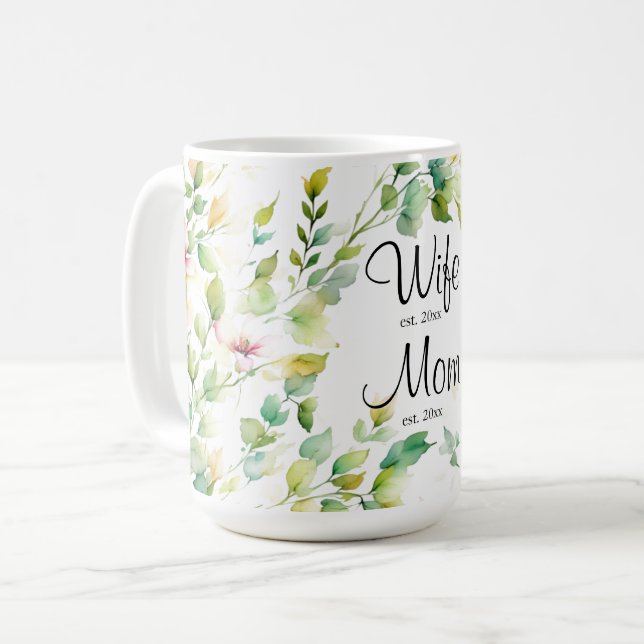 Elegant botanical watercolor wildflowers Best Mum  Coffee Mug (Front Left)