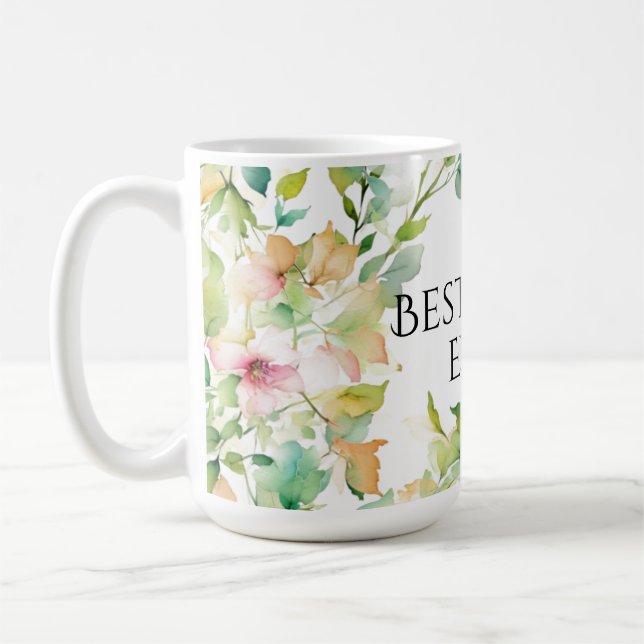 Elegant botanical watercolor wildflowers Best mum Coffee Mug (Left)