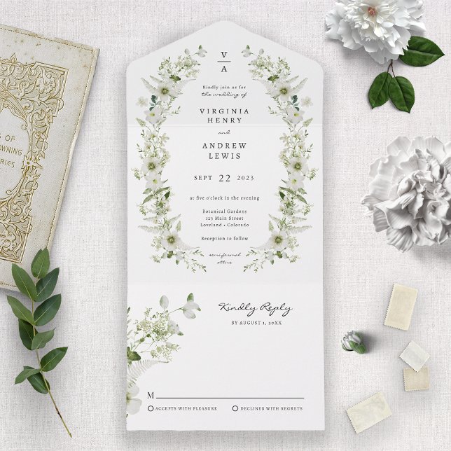 Elegant Botanical Wedding All In One Invitation (Creator Uploaded)