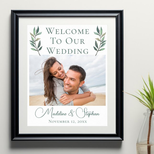 Elegant Botanical Wedding Couple Photo Welcome Poster (Creator Uploaded)