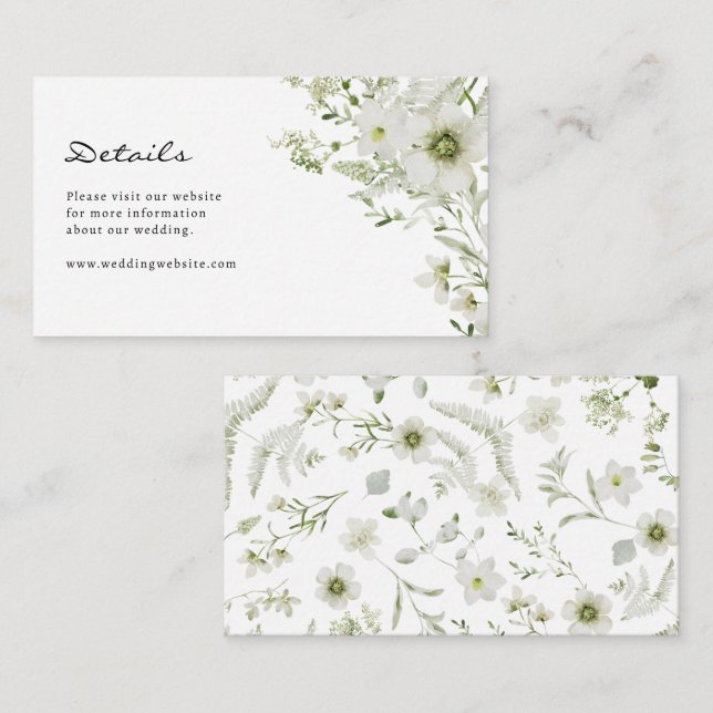 Elegant Botanical Wedding Enclosure Card (Front/Back)