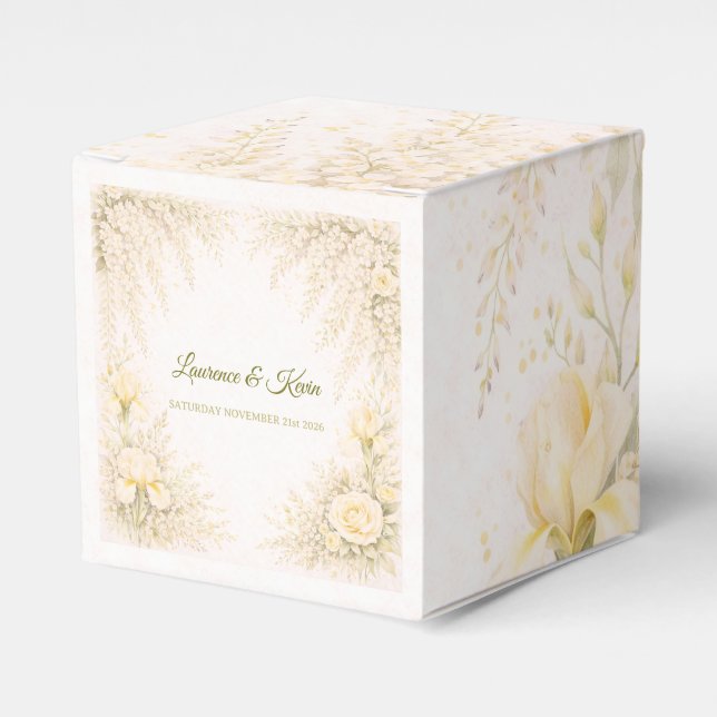 Elegant Botanical Wedding Favour Box (Front Side)