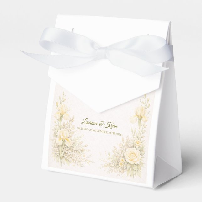 Elegant Botanical Wedding Favour Box (Front Side)