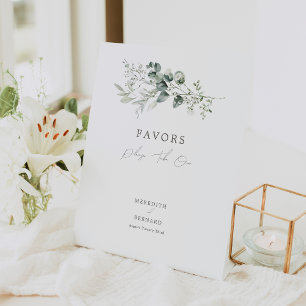 Elegant Botanical Wedding Favours Pedestal Sign