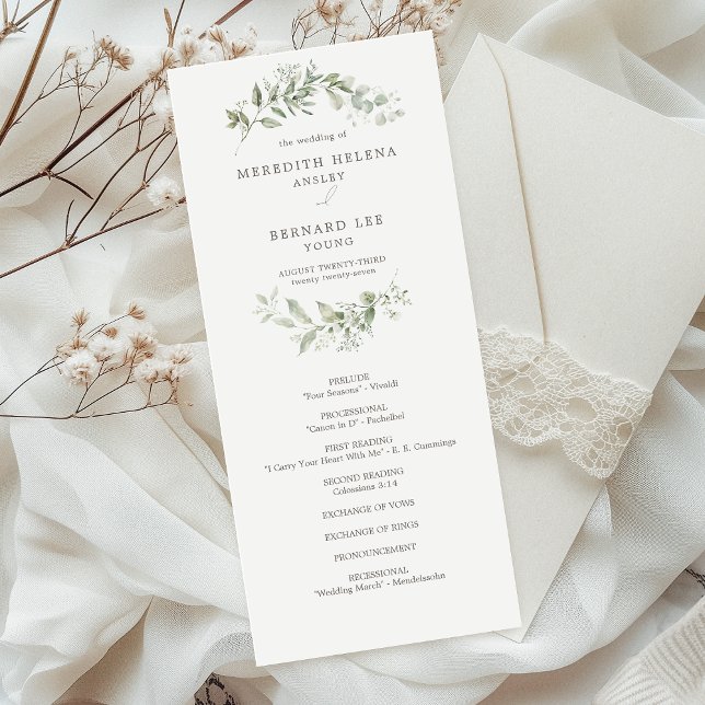 Elegant Botanical Wedding Flat Program Programme (Creator Uploaded)