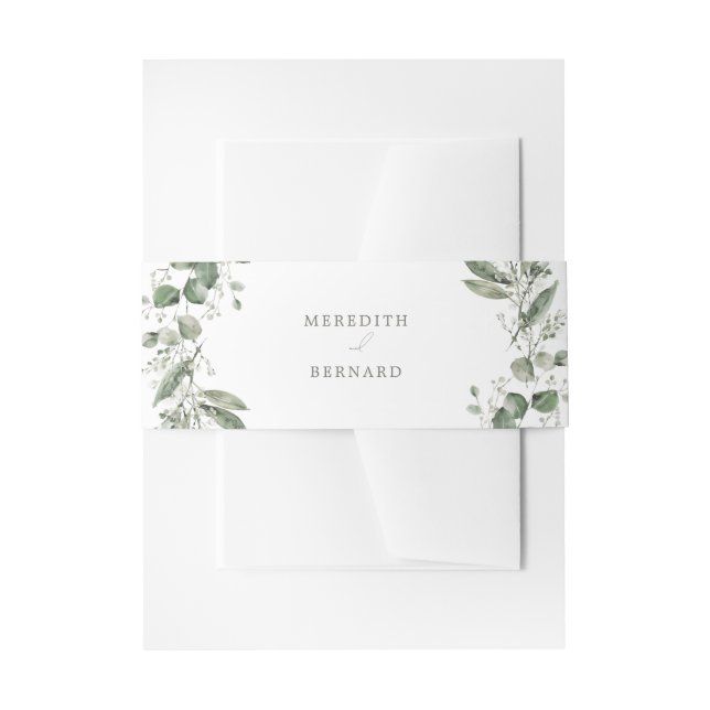 Elegant Botanical Wedding Invitation Belly Band (Front Example)
