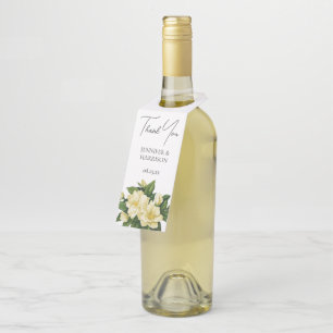 Elegant, botanical wedding invitation bottle tag