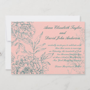 Elegant Botanical Wedding Invitation Coral Jade