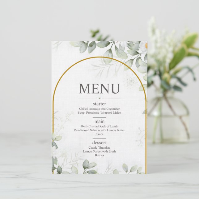 Elegant Botanical Wedding Menu (Standing Front)