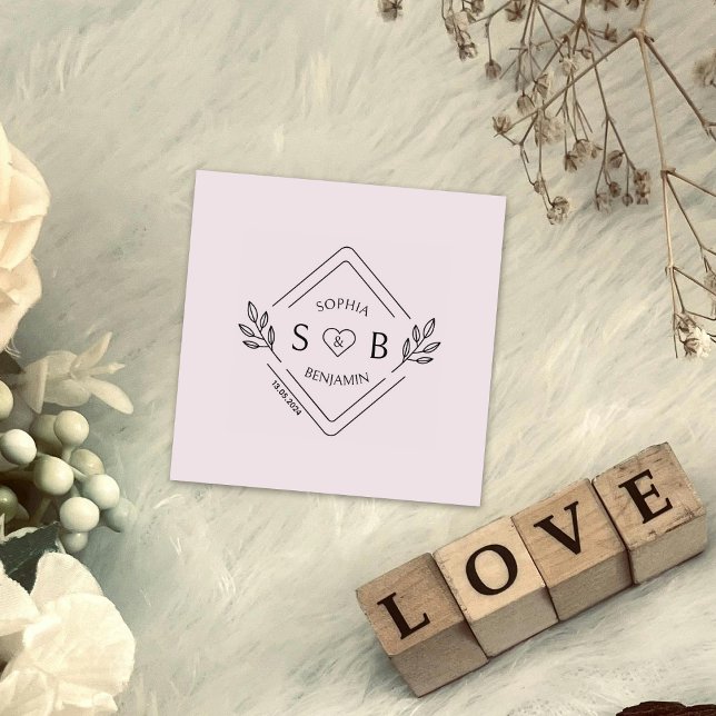 Elegant Botanical Wedding Monogram  Rubber Stamp (Creator Uploaded)
