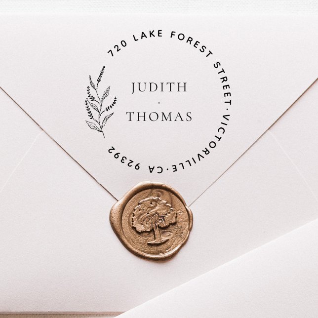 Elegant Botanical Wedding Names Return Address Self-inking Stamp (Creator Uploaded)