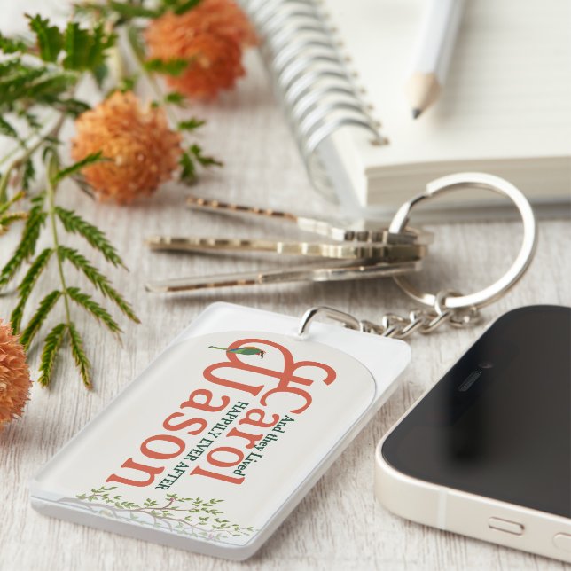 Elegant Botanical Wedding – Personalised  Key Ring (Front Right)